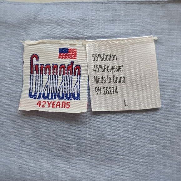 Grenada Blue Embroidered Cottagecore Granniecore Dress with Pockets Large - Picture 7 of 10